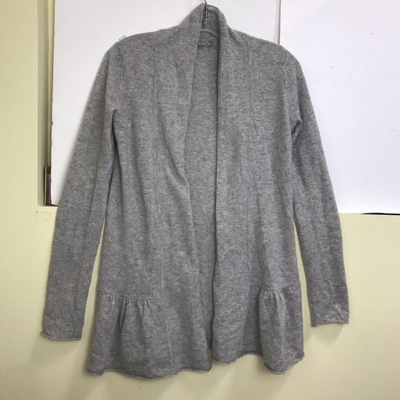 InCashmere Open Cardigan Cashmere Sweater Pleated Hem Flare Soft Knit Peplum S - Picture 5 of 12